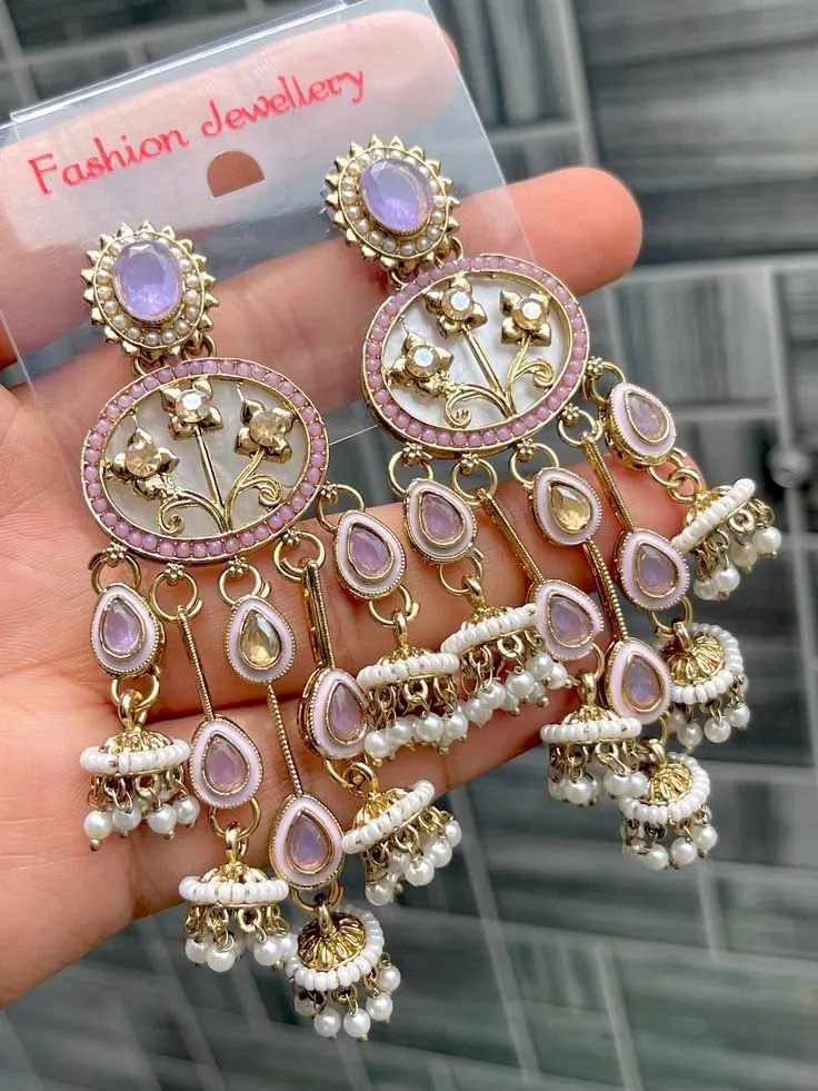 Lavender Pakistani Earrings