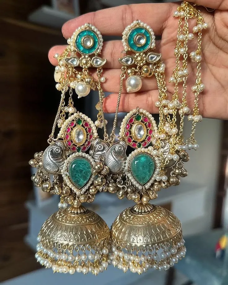 Soft Green Kashmiri Earrings